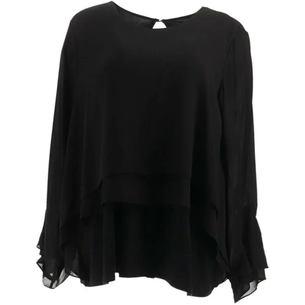 Lisa Rinna Collection Flounce Long Sleeve Blouse